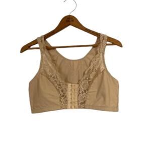 Beige Bralette - 3XL- Women's Front Closure Bra - Full Coverage Back